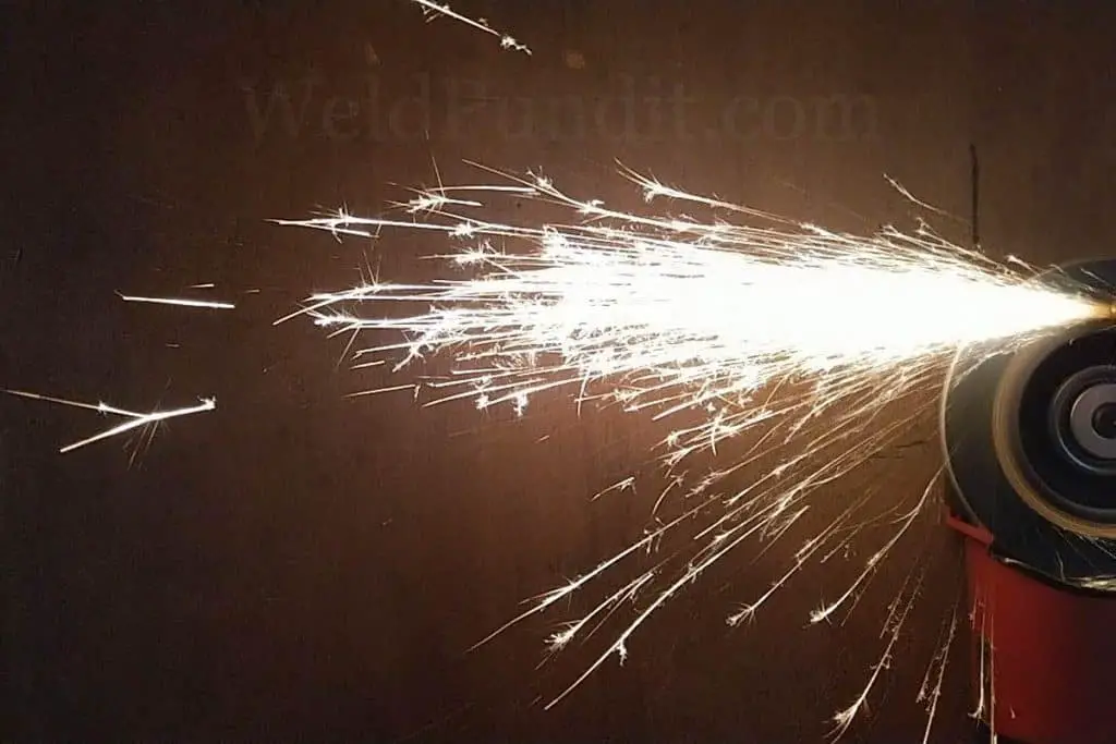 A photo of 1090 high-carbon steel sparks
